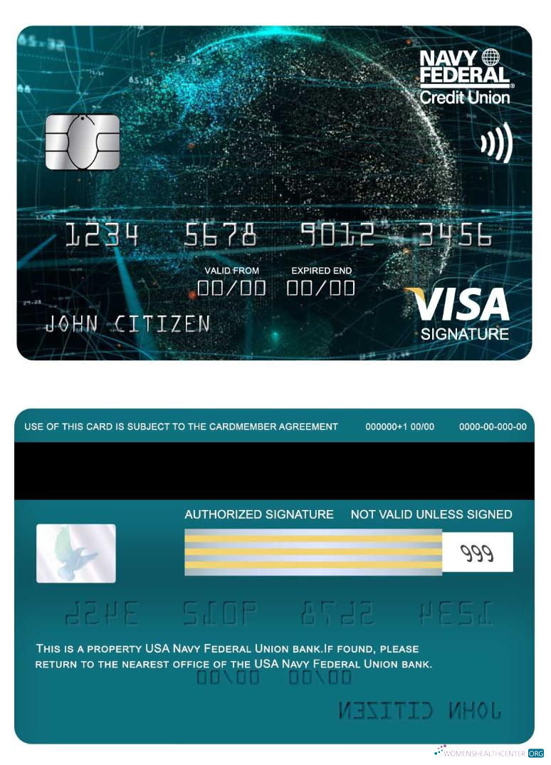 Download USA Navy Federal Union bank visa signature card Photoshop template